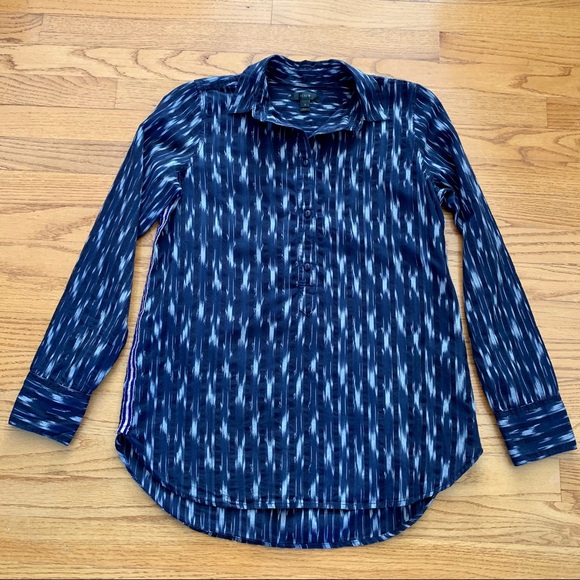 J. Crew Ikat Popover with Metallic Stripe Trim - Picture 2 of 8